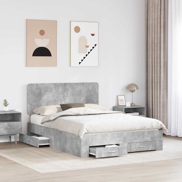 vidaXL Bed Frame Concrete Grey 160 x 200 cm Engineered Wood