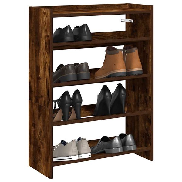 vidaXL Shoe Rack Smoked Oak 60x25x81 cm Engineered Wood
