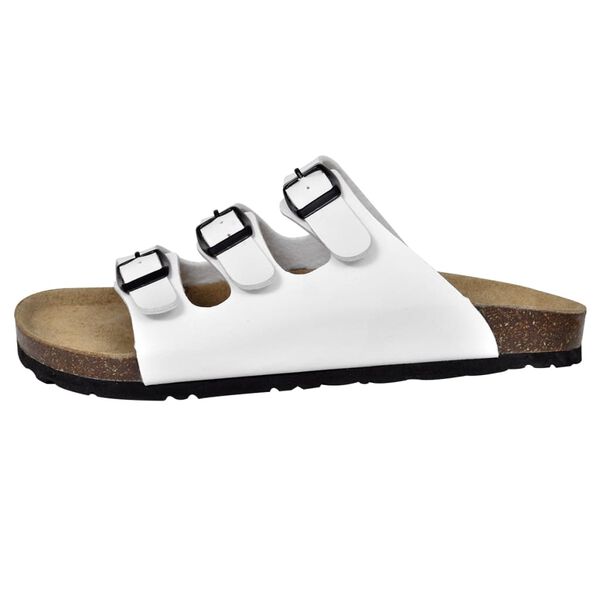 vidaXL Women's Bio Cork Sandal with 3 Buckle Straps White Size 41