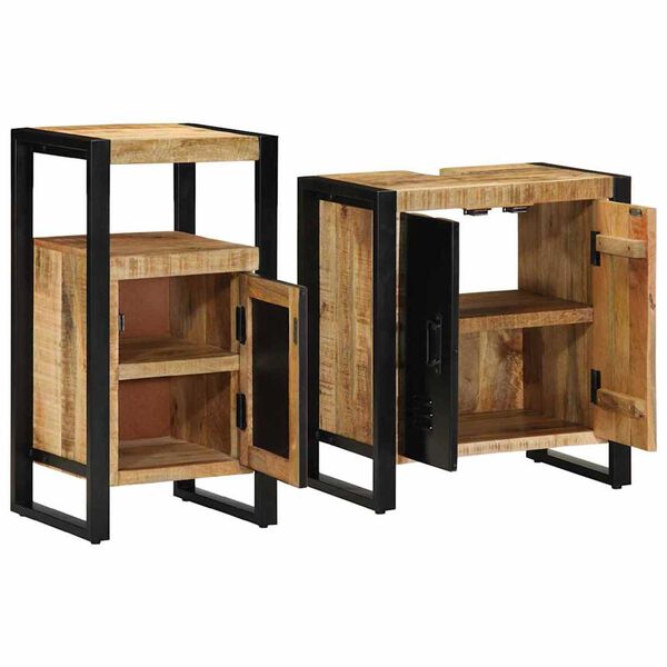 vidaXL Bathroom Furniture Set 2 pcs Brown and Black Solid Mango Wood