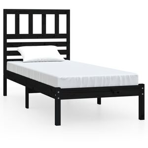 vidaXL Bed Frame without Mattress Black Solid Wood Pine 100x200 cm