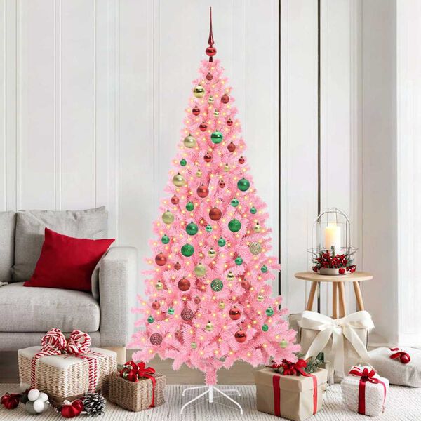 vidaXL Christmas Tree with 300 LEDs with Stand Pink 180 cm PVC