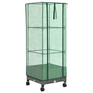 vidaXL Garden Planter with Greenhouse Cover&Wheels Light Grey PP