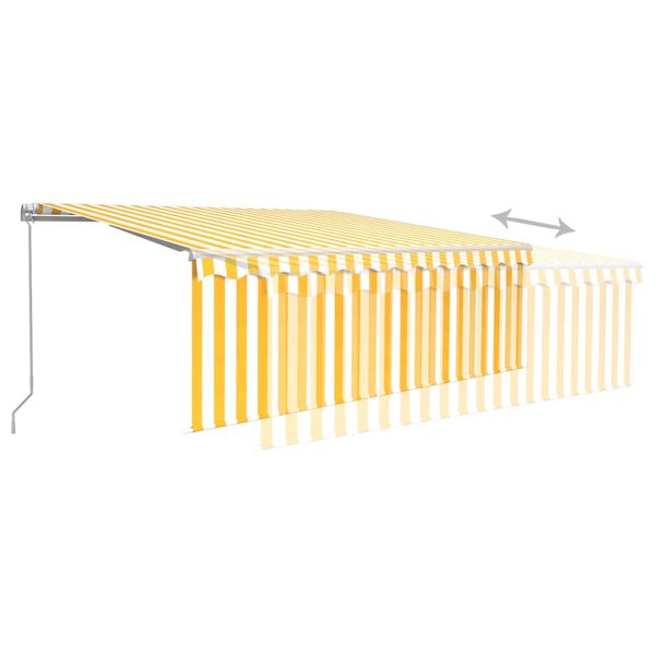 vidaXL Manual Retractable Awning with Blind 4x3m Yellow&White