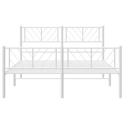 vidaXL Metal Bed Frame with Headboard and Footboard White 150x200 cm King Size