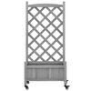vidaXL Planter with Trellis and Wheels Grey Solid Wood Fir