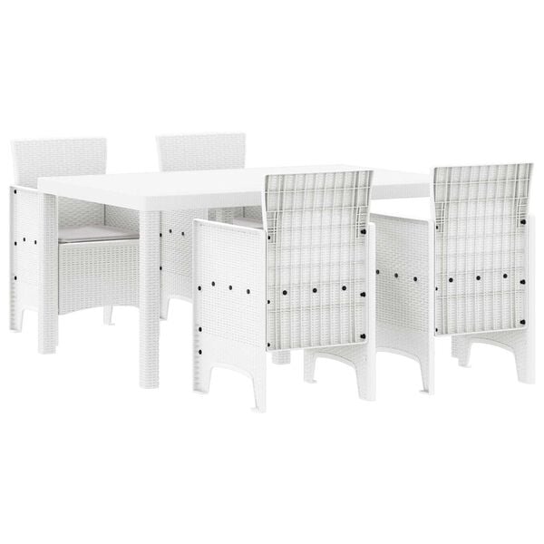 vidaXL Garden Dining Set 5 pcs White Polt rattan