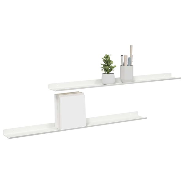 vidaXL Floating Shelf Wall-mounted 2 pcs White 80 x 9 x 2.5 cm Steel