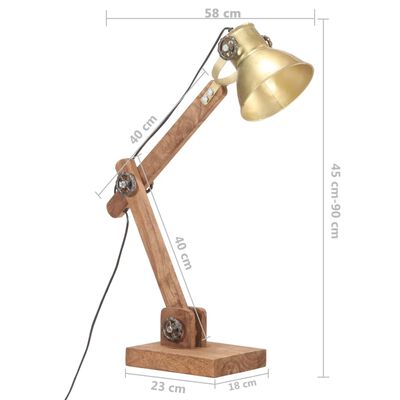 vidaXL Industrial Desk Lamp Brass Round 58x18x90 cm E27