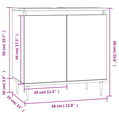 vidaXL Bathroom Cabinet High Gloss White 58x33x60 cm Engineered Wood