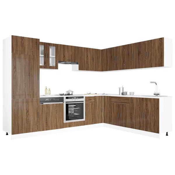 vidaXL 14 Piece Kitchen Cabinet Set Porto Brown Oak Engineered Wood