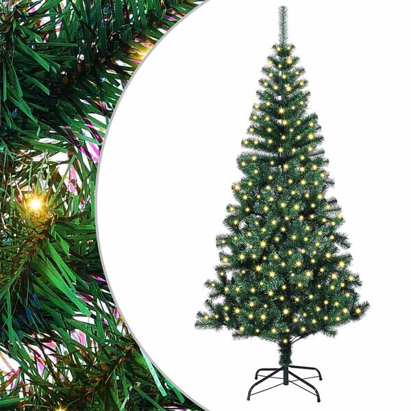 vidaXL Artificial Pre-lit Christmas Tree Green 180 cm PVC and Metal
