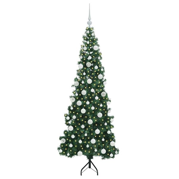 vidaXL Corner Artificial Christmas Tree Green 180 cm PVC and Metal