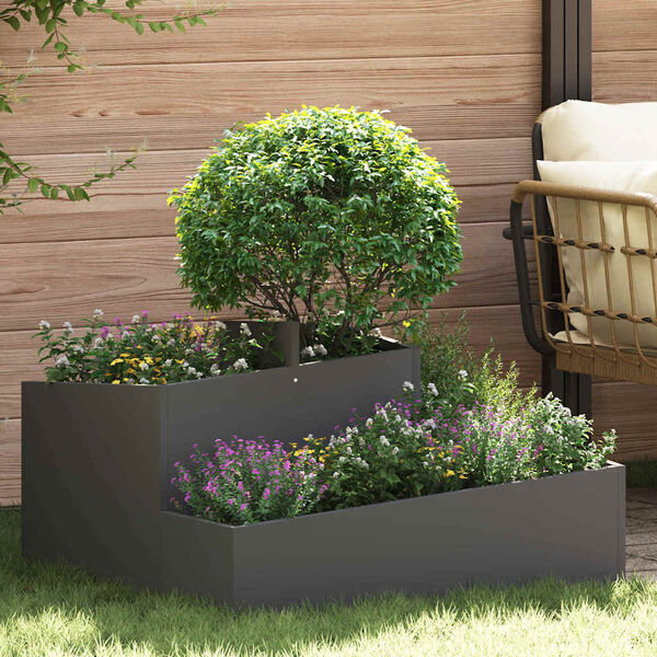 vidaXL Garden Planter Black 80 x 80 x 50 cm Cold-rolled Steel