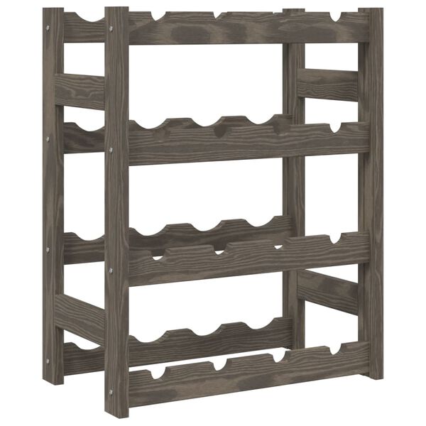 vidaXL Wine Rack for 16 Bottles Grey Solid Wood Pine