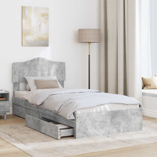 vidaXL Storage Bed Concrete Grey 90 x 200 cm Engineered Wood