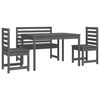 vidaXL 4 Piece Garden Dining Set Grey Solid Wood Pine