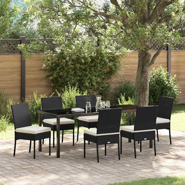 vidaXL Garden Dining Set 7 pcs Cream Powder-Coated Steel