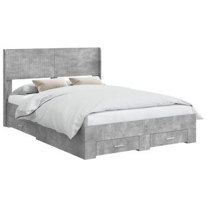 vidaXL Bed Frame with Storage and Headboard Concrete Grey 120 x 190 cm