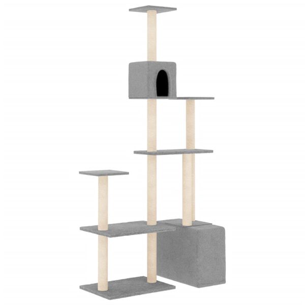 vidaXL Cat Tree with Sisal Scratching Posts Light Grey 180 cm
