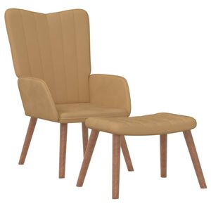 vidaXL Relaxing Chair with a Stool Brown Velvet