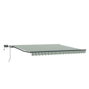 vidaXL Retractable Awning Green and White 450 x 300 cm