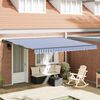 vidaXL Retractable Awning Manual Blue and White 400 x 300 cm