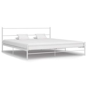 vidaXL Bed Frame without Mattress White Metal 180x200 cm Super King