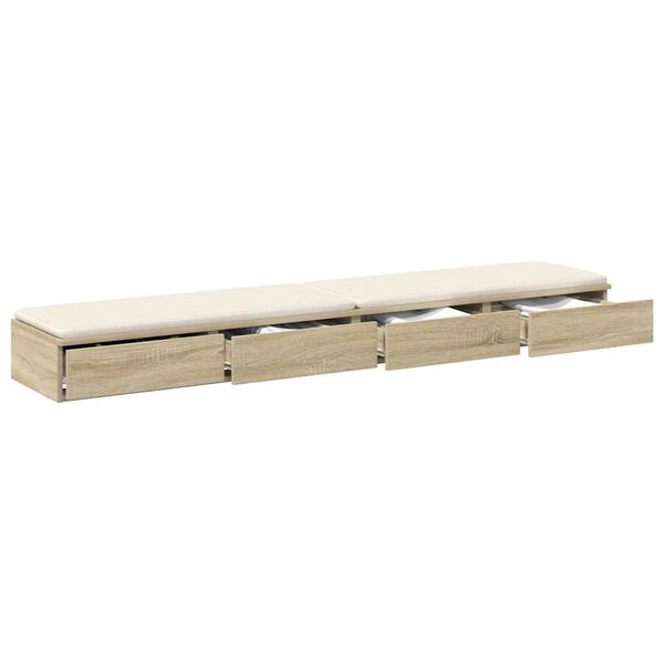 vidaXL Bed Drawers Sonoma Oak 200 x 36.5 x 16.5 cm Engineered Wood