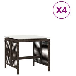 vidaXL Garden Stools with Cushions 4 pcs Brown 41x41x36 cm Poly Rattan