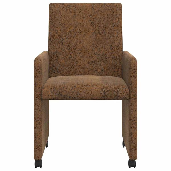 vidaXL Dining Chairs with Wheels 2 pcs Brown 57 x 66 x 94 cm