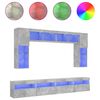vidaXL 8 Piece TV Wall Cabinet Set with LED Lights Concrete Grey
