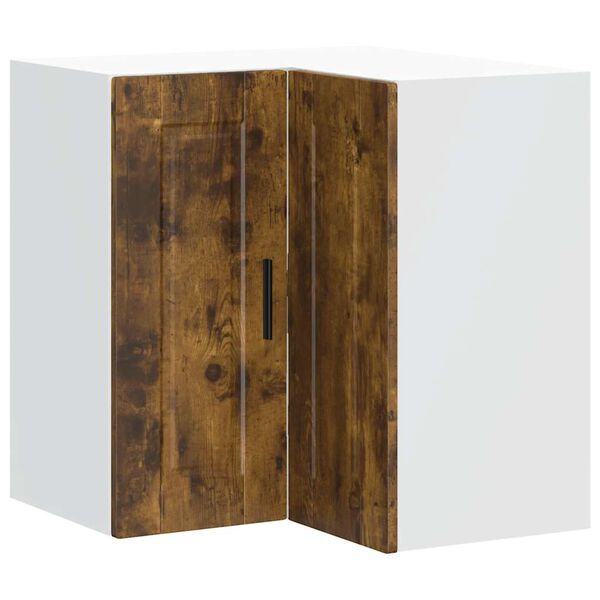vidaXL Kitchen Wall Corner Cabinet "Porto" Smoked Oak Engineered Wood