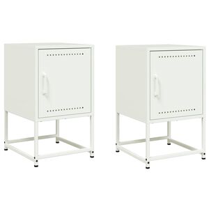 vidaXL Bedside Cabinets 2 pcs White 36x39x60.5 cm Steel