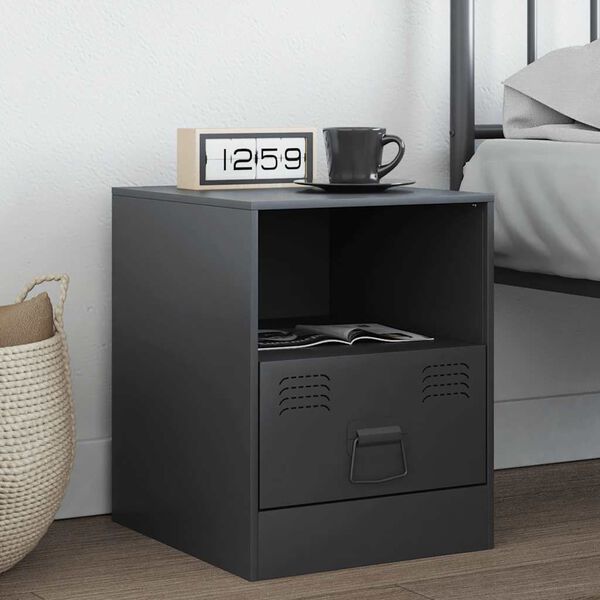 vidaXL Bedside Cabinet Anthracite 34.5x39x44 cm Steel