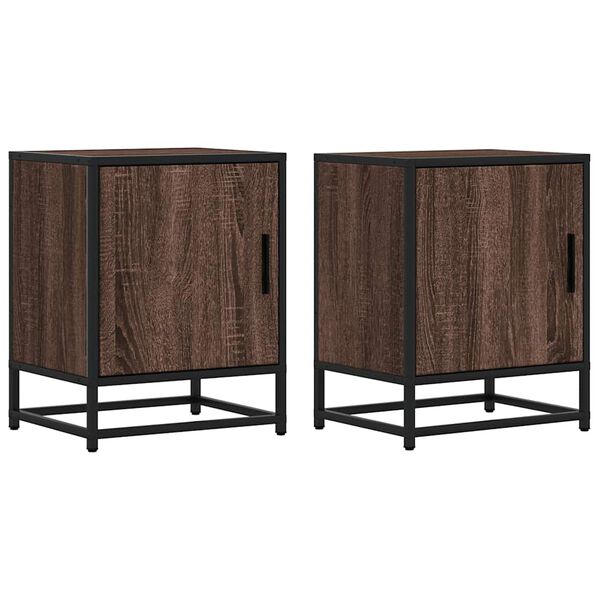 vidaXL Bedside Cabinets 2 pcs Brown Oak 40x31x50 cm Engineered Wood and Metal