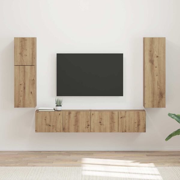 vidaXL TV Cabinet Set Wall-mounted 4 pcs Artisan Oak Engineered Wood