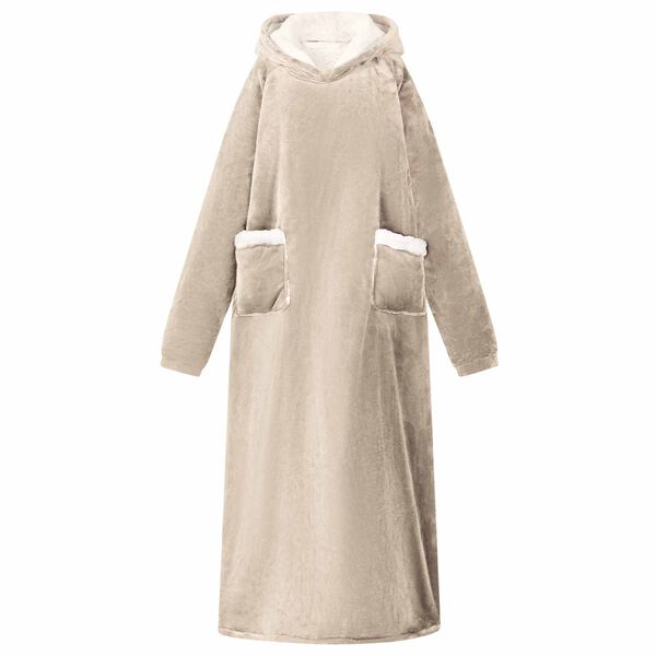 vidaXL Blanket Hoodie Beige 130 x 82 cm Fleece and Flannel