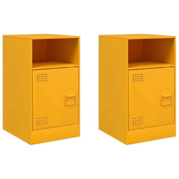 vidaXL Bedside Cabinets 2 pcs Mustard Yellow 34.5x39x62 cm Steel