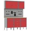 vidaXL Work Cabinet 8 pcs Red and Grey Engineered Wood and Steel