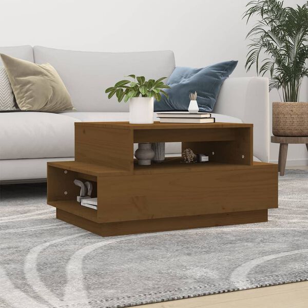 vidaXL Coffee Table Honey Brown 80x55x40.5 cm Solid Wood Pine