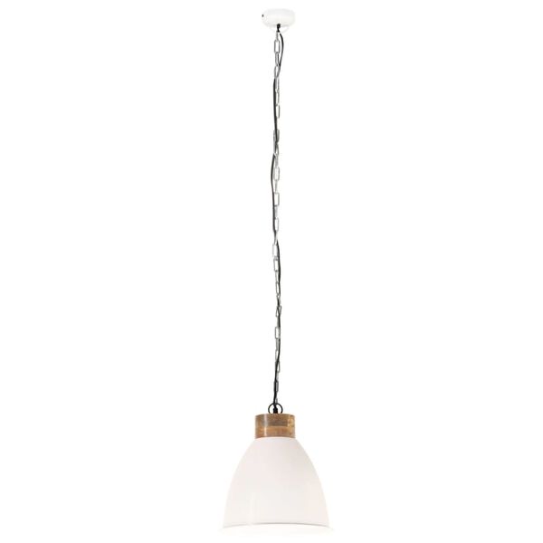 vidaXL Industrial Hanging Lamp White Iron & Solid Wood 35 cm E27