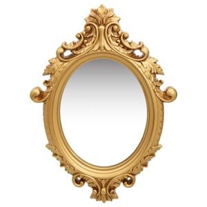 vidaXL Wall Mirror | Gold | Polyurethane, glass, and engineered wood | Medium