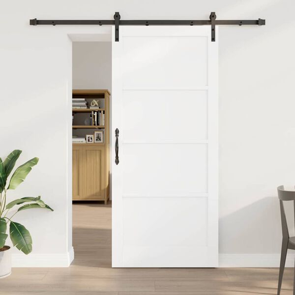 vidaXL Sliding Door White and Black 93 x 211 cm Solid Pine Wood