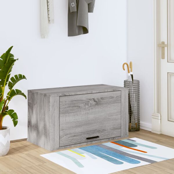 vidaXL Wall-mounted Shoe Cabinet Grey Sonoma 70x35x38 cm Solid Wood Pine