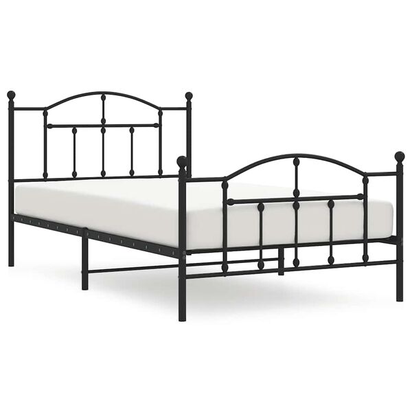 vidaXL Metal Bed Frame without Mattress with Footboard Black 100x200cm