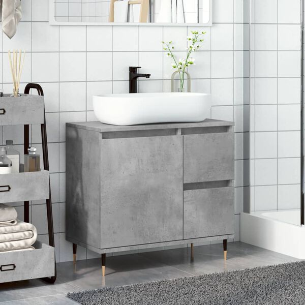 vidaXL Bathroom Cabinet Concrete Grey 65x33x60 cm Engineered Wood