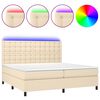 vidaXL Box Spring Bed with Mattress&LED Cream 200x200 cm Fabric