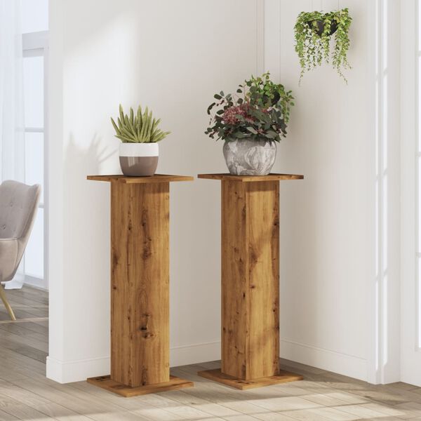 vidaXL Plant Stands 2 pcs Artisian Oak 30x30x80 cm Engineered Wood