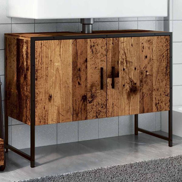vidaXL Bathroom Sink Cabinet Old Wood 80x33x60 cm Engineered Wood